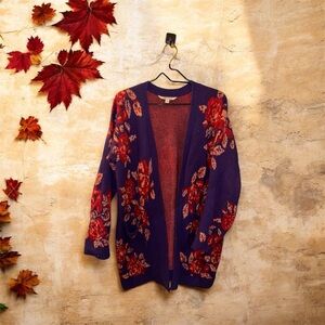 The Pioneer Woman Purple & Red Rose Cardigan